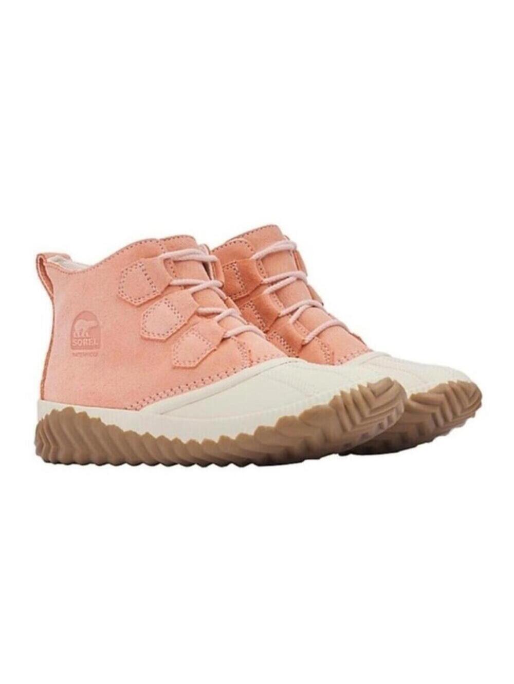 Sorel Womens 7 Boots Pink & Cream Out N About Waterproof Lace Up NEW WITH BOX